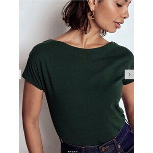 BODEN Supersoft Boat Neck T-Shirt in Green Pine Minimalist Preppy Casual Travel